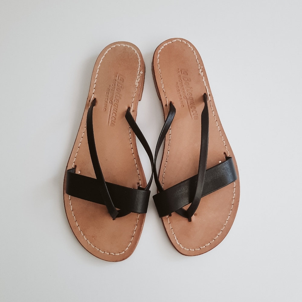 La Botteguccia da Giovanni Positano  Black Leather Italian Sandals Size 9 EUC